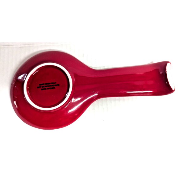Holiday Red Floral Kitchen Spoon Rest Utensil Holder Ceramic 9.5-In Gift NEW - Picture 6 of 6